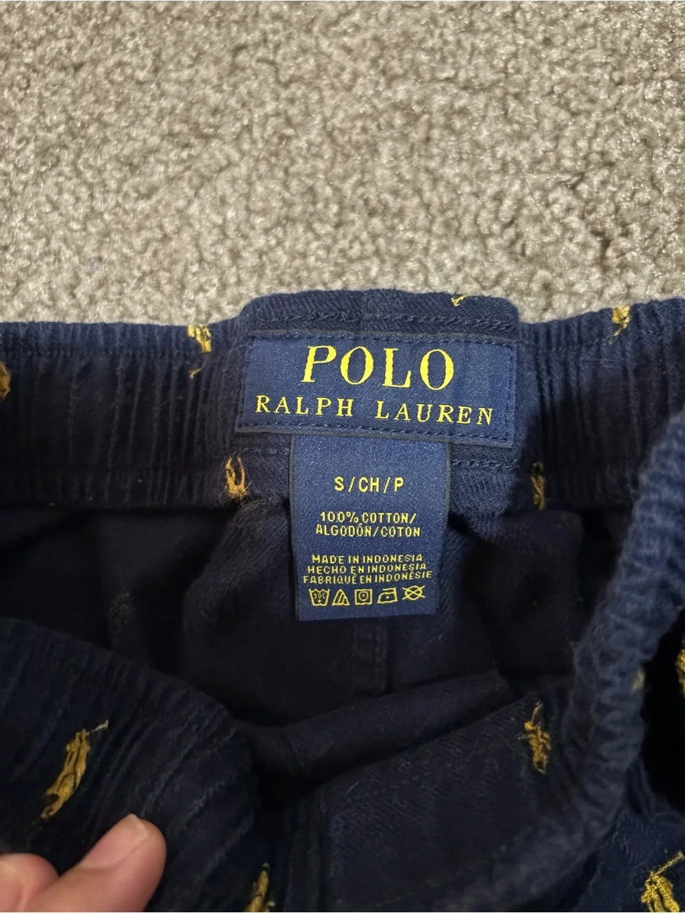Polo by Ralph Lauren Navy Pants with Gold Pony Print